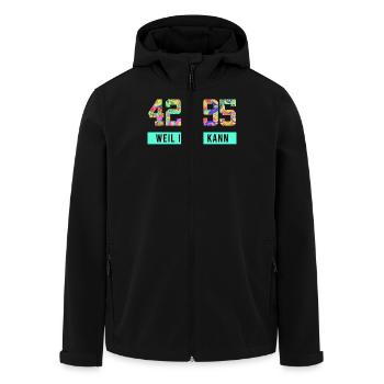 Läufer 42.195 WEIL ICH ES KANN Laufen Lustiges - Recycelte Männer Softshell-Jacke von Stanley/Stella - Schwarz - Vorne - AI Model Male 185 light (185cm)