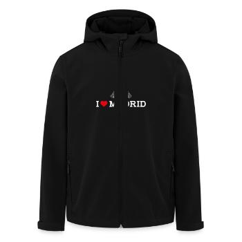 I Love Madrid Herz Flagge Eiffelturm Spanien Wortspiel - Recycelte Männer Softshell-Jacke von Stanley/Stella - Schwarz - Vorne - AI Model Male 185 light (185cm)