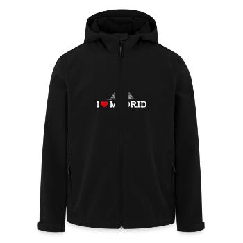I Love Madrid Eiffel Tower Cool Heart Flag Pun - Men’s Recycled Softshell Jacket by Stanley/Stella - black - Front - AI Model Male 185 light (185cm)