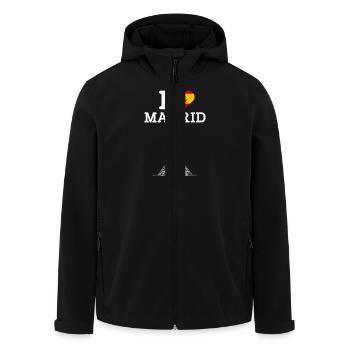 I Love Madrid Cool Eiffelturm Spanien Humor Flagge - Recycelte Männer Softshell-Jacke von Stanley/Stella - Schwarz - Vorne - AI Model Male 185 light (185cm)