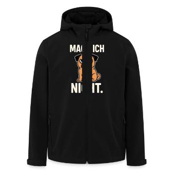 Pug says: I won't do it – cheeky dog motif - Men’s Recycled Softshell Jacket by Stanley/Stella - black - Front - AI Model Male 185 light (185cm)