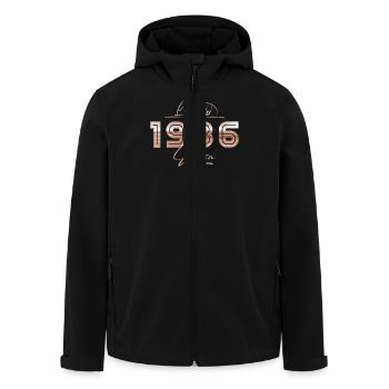 Limited 1986 Edition Retro Birthday Gift - Men’s Recycled Softshell Jacket by Stanley/Stella - black - Front - AI Model Male 185 light (185cm)