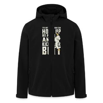 I have a belt that holds my pants and - Men’s Recycled Softshell Jacket by Stanley/Stella - black - Front - AI Model Male 185 light (185cm)