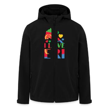 Eritrea Karte Herz I Love Eri Patriotic - Recycelte Männer Softshell-Jacke von Stanley/Stella - Schwarz - Vorne - AI Model Male 185 light (185cm)