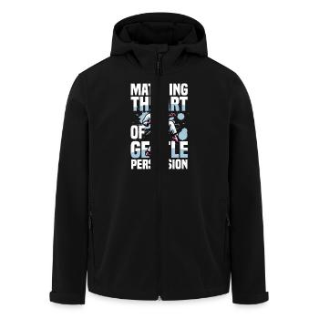 Master the art of gentle persuasion - Men’s Recycled Softshell Jacket by Stanley/Stella - black - Front - AI Model Male 185 light (185cm)