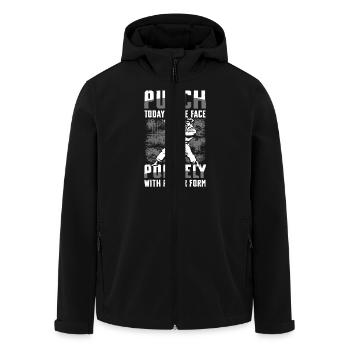 Punch Today In The Face Polite Martial Arts Humor - Recycelte Männer Softshell-Jacke von Stanley/Stella - Schwarz - Vorne - AI Model Male 185 light (185cm)