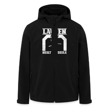 Läufer LAUFEN HEILT DIE SEELE Lustiges - Recycelte Männer Softshell-Jacke von Stanley/Stella - Schwarz - Vorne - AI Model Male 185 light (185cm)