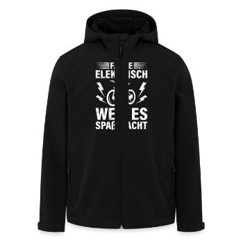 E-Bike FAHRE ELEKTRISCH WEIL ES SPAß MACHT Lustig - Recycelte Männer Softshell-Jacke von Stanley/Stella - Schwarz - Vorne - AI Model Male 185 light (185cm)