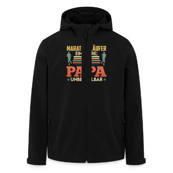 Papa MARATHON LÄUFER EINE EHRE PAPA UNBEZAHLBAR - Recycelte Männer Softshell-Jacke von Stanley/Stella - Schwarz - Vorne - AI Model Male 185 light (185cm)