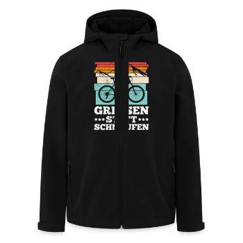 Elektro Fahrrad GRINSEN STATT SCHNAUFEN Lustiges - Recycelte Männer Softshell-Jacke von Stanley/Stella - Schwarz - Vorne - AI Model Male 185 light (185cm)
