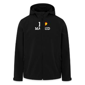 Ich liebe Madrid Cooles Spanien Flagge Liebhaber Empire Herz - Recycelte Männer Softshell-Jacke von Stanley/Stella - Schwarz - Vorne - AI Model Male 185 light (185cm)