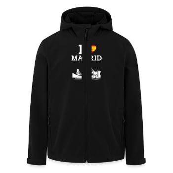 I Love Madrid Cool Golden Gate Bridge Spain Flag - Men’s Recycled Softshell Jacket by Stanley/Stella - black - Front - AI Model Male 185 light (185cm)