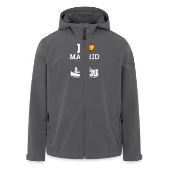 J’aime Madrid Cool Golden Gate Bridge Espagne Drapeau - Veste softshell homme en polyester recyclé Stanley/Stella - charbon - Devant - AI Model Male 185 light (185cm)