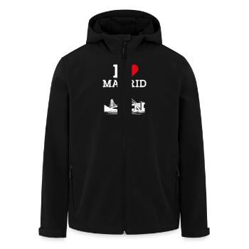 I Love Madrid Heart Flag Spain Golden Gate Bridge - Men’s Recycled Softshell Jacket by Stanley/Stella - black - Front - AI Model Male 185 light (185cm)