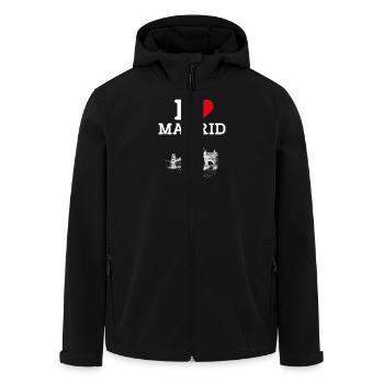 I Love Madrid Golden Gate Bridge Spain Lover Flag - Men’s Recycled Softshell Jacket by Stanley/Stella - black - Front - AI Model Male 185 light (185cm)