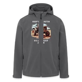 TRACTOR NOT THE MINUTES - Men’s Recycled Softshell Jacket by Stanley/Stella - anthracite - Front - AI Model Male 185 light (185cm)