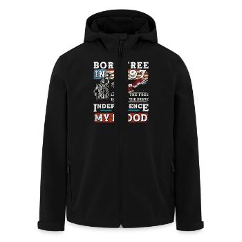 Né libre en 1997 - 28 ans de liberté et de force - Veste softshell homme en polyester recyclé Stanley/Stella - noir - Devant - AI Model Male 185 light (185cm)