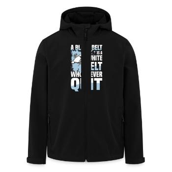 A black belt is a white belt of the - Men’s Recycled Softshell Jacket by Stanley/Stella - black - Front - AI Model Male 185 light (185cm)