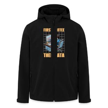 Statistician First Coffee Then Data Mathematician - Men’s Recycled Softshell Jacket by Stanley/Stella - black - Front - AI Model Male 185 light (185cm)