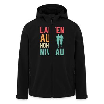 Läufer LAUFEN AUF HOHEM NIVEAU Lustiges - Recycelte Männer Softshell-Jacke von Stanley/Stella - Schwarz - Vorne - AI Model Male 185 light (185cm)