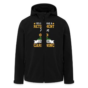 Lustiger Ruhestand Garten Spruch - Recycelte Männer Softshell-Jacke von Stanley/Stella - Schwarz - Vorne - AI Model Male 185 light (185cm)