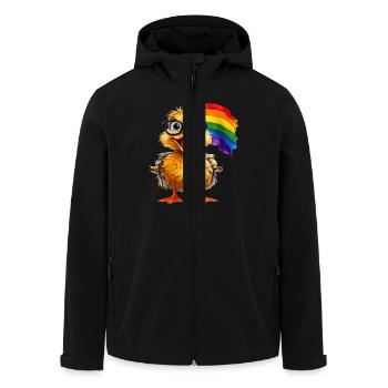 DUCK RAINBOW FLAG - Men’s Recycled Softshell Jacket by Stanley/Stella - black - Front - AI Model Male 185 light (185cm)