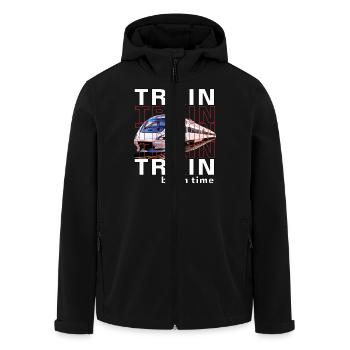 ZUG TRAIN be on time - Men’s Recycled Softshell Jacket by Stanley/Stella - black - Front - AI Model Male 185 light (185cm)