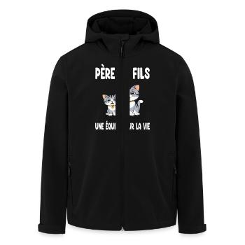 Father and Son Cat Dad Duo Matching Father's Day - Men’s Recycled Softshell Jacket by Stanley/Stella - black - Front - AI Model Male 185 light (185cm)