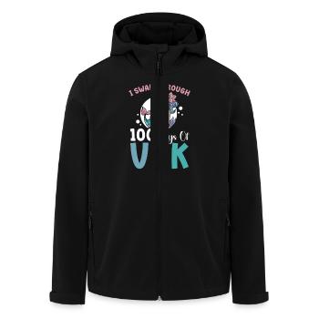 I swam through 100 days of VPK - Men’s Recycled Softshell Jacket by Stanley/Stella - black - Front - AI Model Male 185 light (185cm)
