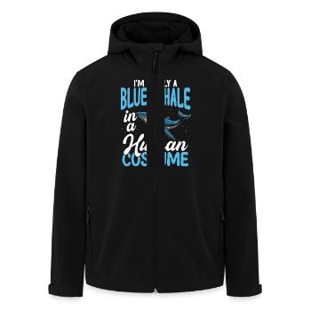Baleine bleue en costume humain drôle - Veste softshell homme en polyester recyclé Stanley/Stella - noir - Devant - AI Model Male 185 light (185cm)