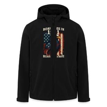 Né libre en 1941 grâce aux braves – 84 ans - Veste softshell homme en polyester recyclé Stanley/Stella - noir - Devant - AI Model Male 185 light (185cm)