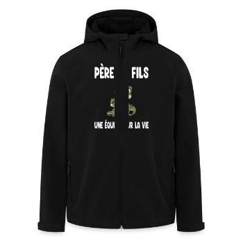 Vater und Sohn Dinosaurier T-Rex Vater Vatertag - Recycelte Männer Softshell-Jacke von Stanley/Stella - Schwarz - Vorne - AI Model Male 185 light (185cm)