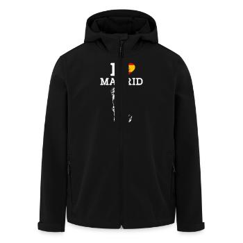 Ich liebe Madrid Herz Flagge Spanien Freiheitsstatue - Recycelte Männer Softshell-Jacke von Stanley/Stella - Schwarz - Vorne - AI Model Male 185 light (185cm)