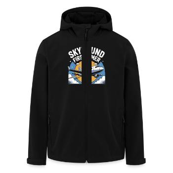 First time flying Travel Memory Sky - Men’s Recycled Softshell Jacket by Stanley/Stella - black - Front - AI Model Male 185 light (185cm)