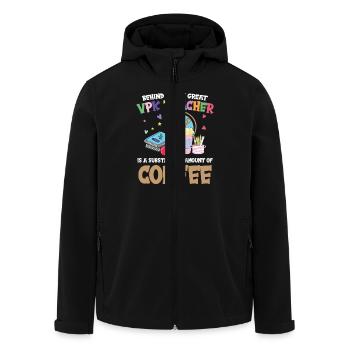 Derrière chaque grand professeur VPK se cache un - Veste softshell homme en polyester recyclé Stanley/Stella - noir - Devant - AI Model Male 185 light (185cm)