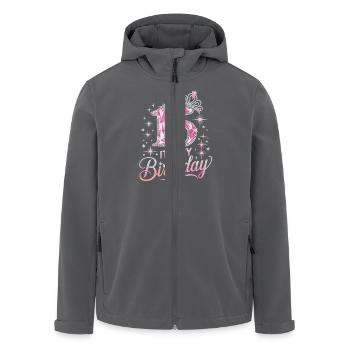 15th Birthday Crown Star Glitter Design - Men’s Recycled Softshell Jacket by Stanley/Stella - anthracite - Front - AI Model Male 185 light (185cm)