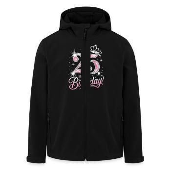 25th Birthday Crown Glitter - Men’s Recycled Softshell Jacket by Stanley/Stella - black - Front - AI Model Male 185 light (185cm)