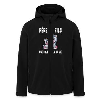 père et fils licorne papa assorti fête des pères - Veste softshell homme en polyester recyclé Stanley/Stella - noir - Devant - AI Model Male 185 light (185cm)