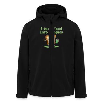 I Turn Food Into Heaps Funny Cartoon - Men’s Recycled Softshell Jacket by Stanley/Stella - black - Front - AI Model Male 185 light (185cm)