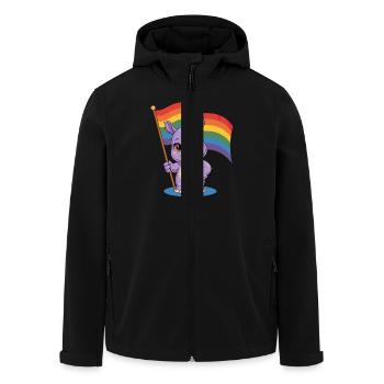 Niedliches Nashorn Mit Regenbogenfahne - Recycelte Männer Softshell-Jacke von Stanley/Stella - Schwarz - Vorne - AI Model Male 185 light (185cm)