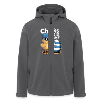 Drôle de poussin avec chapeau et œuf - Chicks Dig Me - Veste softshell homme en polyester recyclé Stanley/Stella - charbon - Devant - AI Model Male 185 light (185cm)