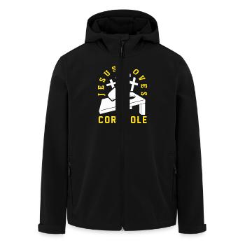 Jésus aime le design du lecteur Cornhole - Veste softshell homme en polyester recyclé Stanley/Stella - noir - Devant - AI Model Male 185 light (185cm)