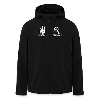 Peace Love Forensics Investigator Forensic Science - Men’s Recycled Softshell Jacket by Stanley/Stella - black - Front - AI Model Male 185 light (185cm)