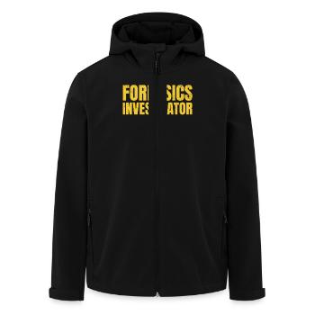 Forensic Investigator Gift Forensics Science - Men’s Recycled Softshell Jacket by Stanley/Stella - black - Front - AI Model Male 185 light (185cm)