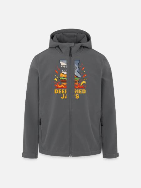 Deep Fried Jaws Pixel Shark Burger - Recycelte Männer Softshell-Jacke von Stanley/Stella - Schwarz