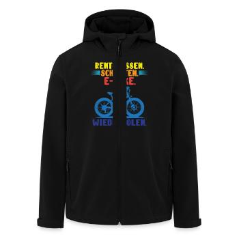 RENTE ESSEN SCHLAFEN E-BIKE WIEDERHOLEN Lustiges - Recycelte Männer Softshell-Jacke von Stanley/Stella - Schwarz - Vorne - AI Model Male 185 light (185cm)
