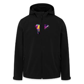 Retro Wave Sunflower Triangle - Men’s Recycled Softshell Jacket by Stanley/Stella - black - Front - AI Model Male 185 light (185cm)