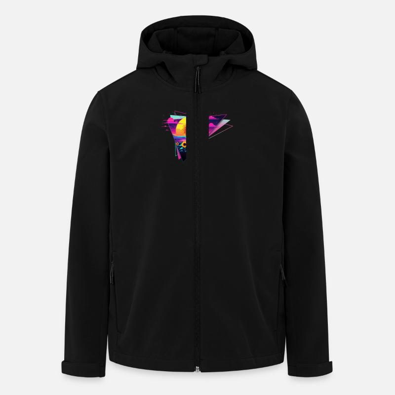 Retro Wave Sunflower Triangle - Men’s Recycled Softshell Jacket by Stanley/Stella - black