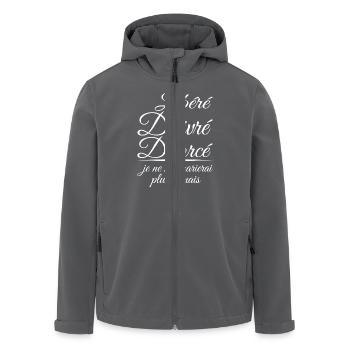Libéré délivré divorcé, cadeau divorcé, divorce - Veste softshell homme en polyester recyclé Stanley/Stella - charbon - Devant - AI Model Male 185 light (185cm)