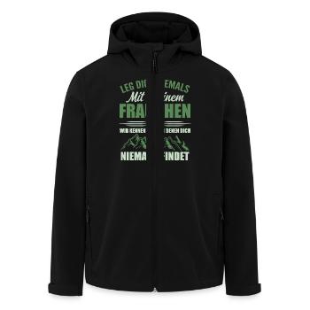 Leg dich niemals mit meinem Frauchen an, Lustiges - Recycelte Männer Softshell-Jacke von Stanley/Stella - Schwarz - Vorne - AI Model Male 185 light (185cm)